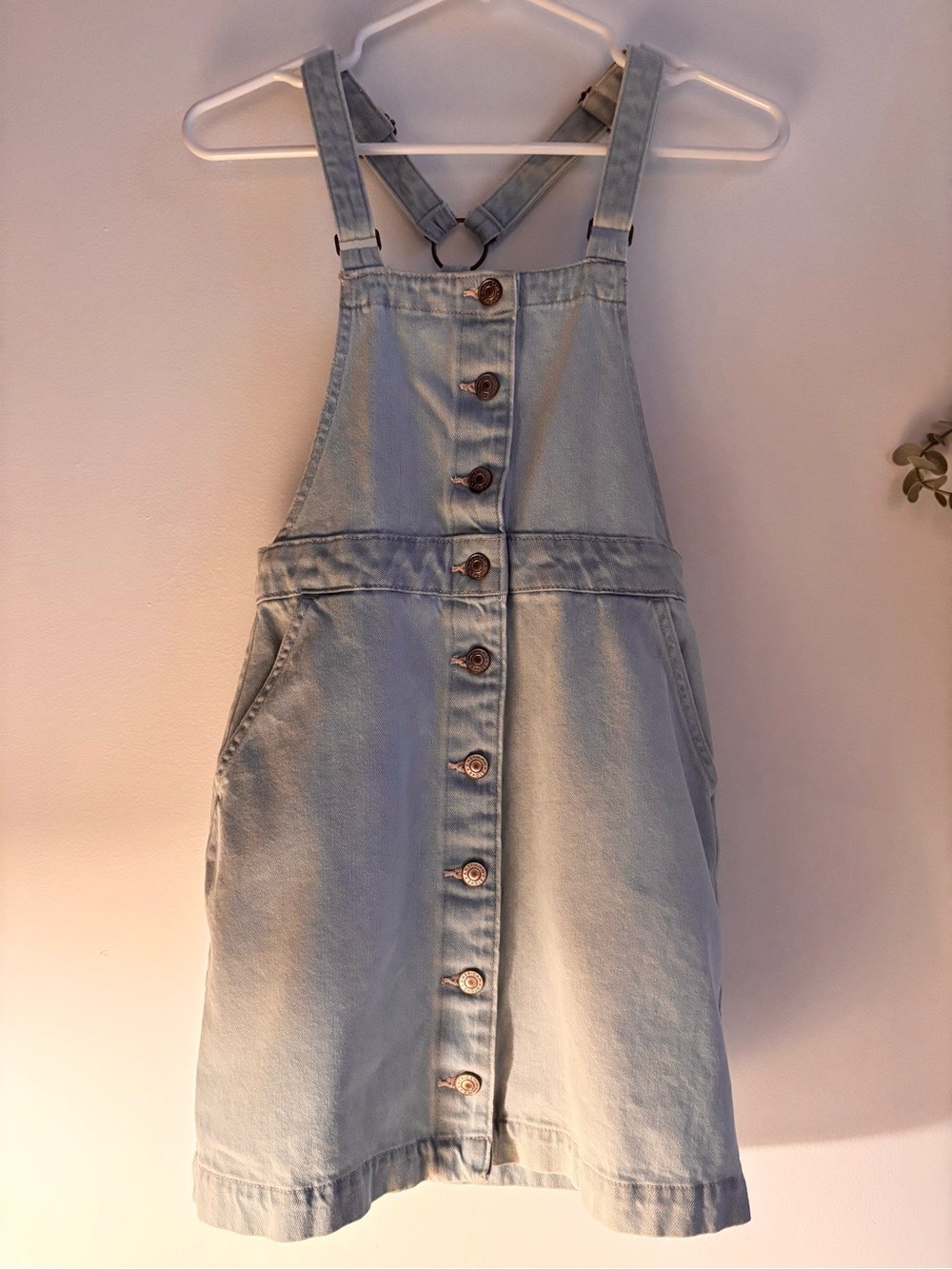 American Eagle Light Wash Denim Button-Front Dress size XS small bleach spot